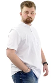 Mode XL Buyuk Beden Erkek Kısa Kol Hakim Yaka 20387 Beyaz - 3