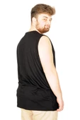 Mode XL Battal Beden Erkek Kolsuz Tshirt Düz 20003 Siyah thumbnail 6