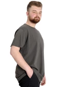 Mode XL Büyük Beden Likralı T-shirt Bisiklet Yaka 20149 Haki thumbnail 3