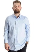 Mode XL Büyük Beden Erkek Klasik Cepli Gömlek Likralı 20350 Mavi thumbnail 1