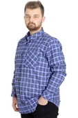 Mode XL Büyük Beden Erkek Gömlek Ekose Uzun Kollu 23300 Koyu Saks - 2