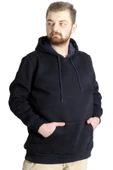 Mode XL Erkek Sweatshirt Kapşon Pocket Basic 20562 Lacivert thumbnail 2