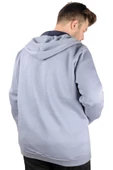 Mode XL Erkek Sweatshirt Kapşonlu Zippered Basic 20543 Mavi thumbnail 7