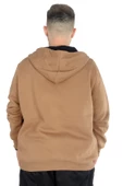 Mode XL Erkek Sweatshirt Kapşonlu Zippered Basic 20543 Sütlükahve - 3