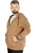 Mode XL Erkek Sweatshirt Kapşonlu Zippered Basic 20543 Sütlükahve - 2