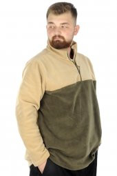Mode XL Erkek Sweat Polo Yaka Yarım Fermuarlı Polar 22552 Bej - 2