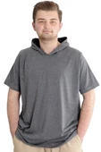 Mode XL Büyük Beden Erkek T-shirt Kapşonlu Kısa Kol 23118 Antramelanj thumbnail 1