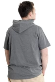 Mode XL Büyük Beden Erkek T-shirt Kapşonlu Kısa Kol 23118 Antramelanj thumbnail 3