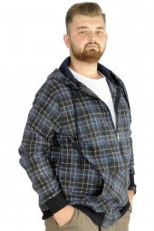 Mode XL Erkek Oduncu Kapsonlu Sweat Pocket 21574 Indigo - 3