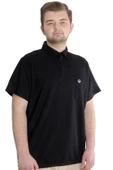 Mode XL Büyük Beden Erkek T-shirt Polo Cepli Golf WAFFLE 23320 Siyah thumbnail 2