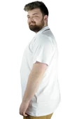 Mode XL Büyük Beden T shirt Polo Likralı Süprem Nakış 21554 Beyaz thumbnail 2
