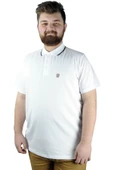 Mode XL Büyük Beden T shirt Polo Likralı Süprem Nakış 21554 Beyaz thumbnail 4