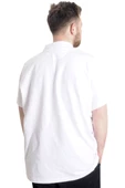 Mode XL Büyük Beden Erkek T-Shirt Fermuarlı Polo Yaka 21029 Beyaz thumbnail 8