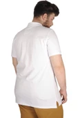 Mode XL Büyük Beden Erkek T-Shirt Fermuarlı Polo Yaka 21029 Beyaz thumbnail 2