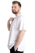Mode XL Büyük Beden Erkek T-Shirt Fermuarlı Polo Yaka 21029 Beyaz thumbnail 7