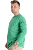 Mode XL Büyük Beden Erkek Tshirt Uzun Kol Manşetli 20103 Yeşil thumbnail 3