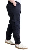 Mode XL Erkek Pantolon Keten Kargo Cep JOGGER BAHAR 23912 Lacivert thumbnail 2