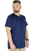 Mode XL Büyük Beden T-Shirt V Yaka Likralı 20150 İndigo thumbnail 2