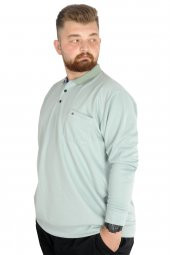 Mode XL Erkek Uzun Kol Polo Cepli İnterlok M 22460 Su Yeşili - 2