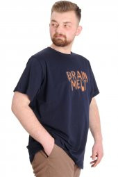 Mode XL Büyük Beden Erkek T-shirt BRAIN MELT 23141 Lacivert - 2