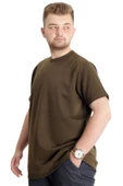 Mode XL Büyük Beden Erkek T-shirt Bisiklet Yaka INTERLOK 23162 Haki - 2