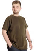 Mode XL Büyük Beden Erkek T-shirt Bisiklet Yaka INTERLOK 23162 Haki - 3