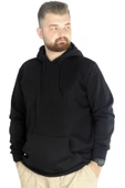 Mode XL Erkek Sweatshirt Kapşonlu Kanguru Pocket Basic 20562 Siyah - 4