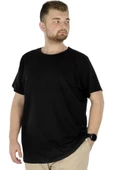 Mode XL Büyük Beden Likralı T-shirt Bisiklet Yaka 20149 Siyah - 1