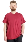 Mode XL Büyük Beden T-Shirt V Yaka Likralı 20150 Bordo thumbnail 1
