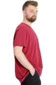 Mode XL Büyük Beden T-Shirt V Yaka Likralı 20150 Bordo thumbnail 8