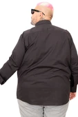 Mode XL Büyük Beden Erkek Klasik Cepli Gömlek Likralı 20350 Siyah thumbnail 7