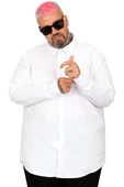 Mode XL Büyük Beden Erkek Klasik Cepli Gömlek Likralı 20350 Beyaz thumbnail 8