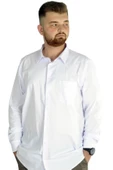 Mode XL Büyük Beden Erkek Klasik Cepli Gömlek Likralı 20350 Beyaz thumbnail 1