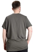Mode XL Büyük Beden T-Shirt V Yaka Likralı 20150 Haki - 4