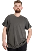 Mode XL Büyük Beden T-Shirt V Yaka Likralı 20150 Haki - 2