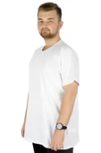 Mode XL Büyük Beden Erkek Tshirt V Yaka Basic 20032 Beyaz thumbnail 7