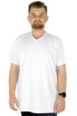 Mode XL Büyük Beden Erkek Tshirt V Yaka Basic 20032 Beyaz thumbnail 5