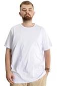 Mode XL Büyük Beden Erkek T-Shirt Bis Yaka Fragmented 23133 Beyaz thumbnail 1