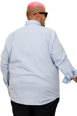 Mode XL Büyük Beden Erkek Klasik Gömlek Likralı 20351 Mavi thumbnail 10