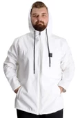 Mode XL Büyük Beden Erkek Kapüşonlu Mont Waterproof Softshell 21235 Beyaz thumbnail 1