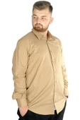 Mode XL Büyük Beden Erkek Klasik Gömlek Likralı 20351 Bej thumbnail 2