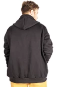 Mode XL Erkek Sweatshirt Kapşonlu Zippered Basic 20543 Siyah thumbnail 8