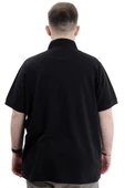 Mode XL Battal Beden Erkek Tshirt Polo Yaka Cepli Klasik Pike 20552 Siyah thumbnail 8