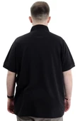 Mode XL Battal Beden Erkek Tshirt Polo Yaka Cepli Klasik Pike 20552 Siyah thumbnail 11