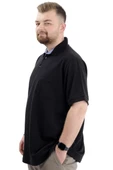 Mode XL Battal Beden Erkek Tshirt Polo Yaka Cepli Klasik Pike 20552 Siyah thumbnail 6