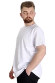Mode XL Büyük Beden Likralı T-shirt Bisiklet Yaka 20149  Beyaz thumbnail 3
