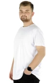 Mode XL Büyük Beden Likralı T-shirt Bisiklet Yaka 20149  Beyaz thumbnail 6