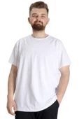 Mode XL Büyük Beden Likralı T-shirt Bisiklet Yaka 20149  Beyaz thumbnail 1