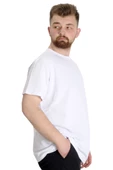 Mode XL Büyük Beden Likralı T-shirt Bisiklet Yaka 20149  Beyaz thumbnail 8