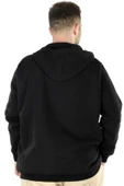 Mode XL Büyük Beden Erkek Sweatshirt Zippered Recycle B20533 Siyah thumbnail 8